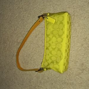 Coach lime green shoulder purse with adjustable strap